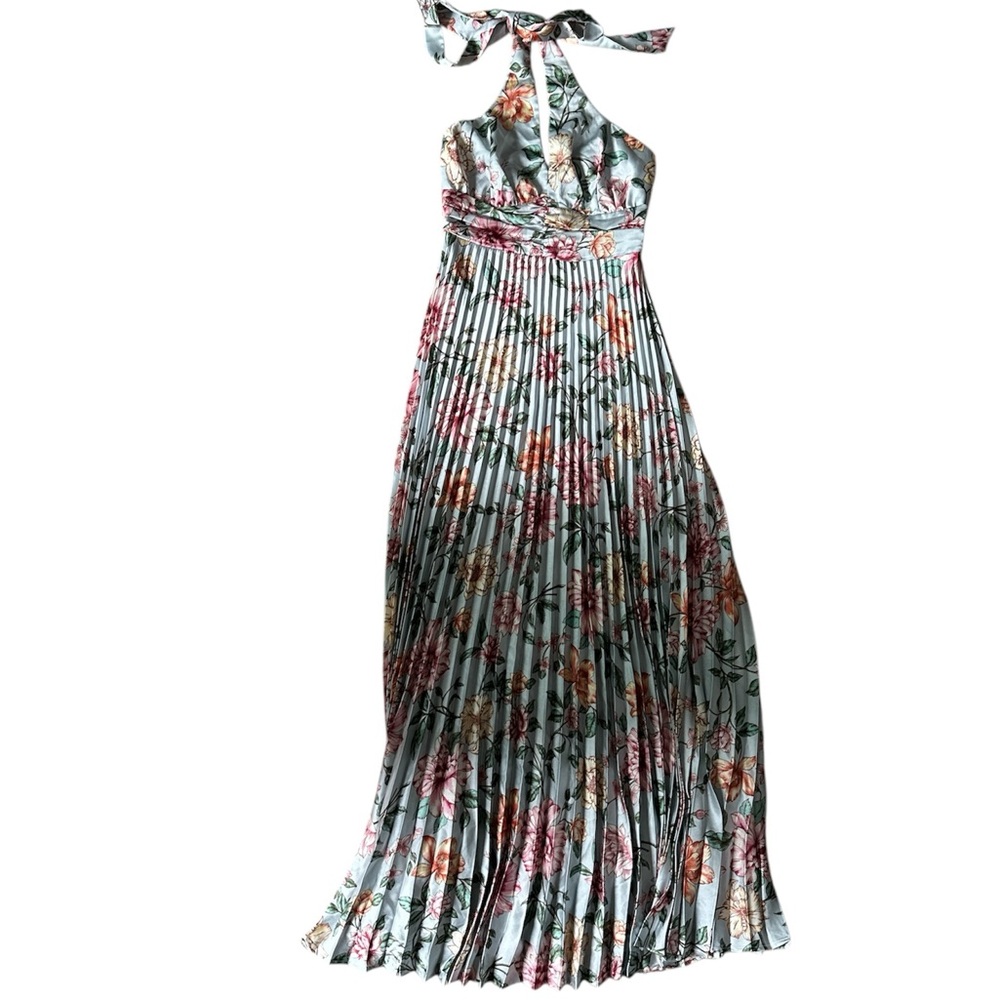 Jessica Simpson Green Pleated Tie Front Maxi Dress